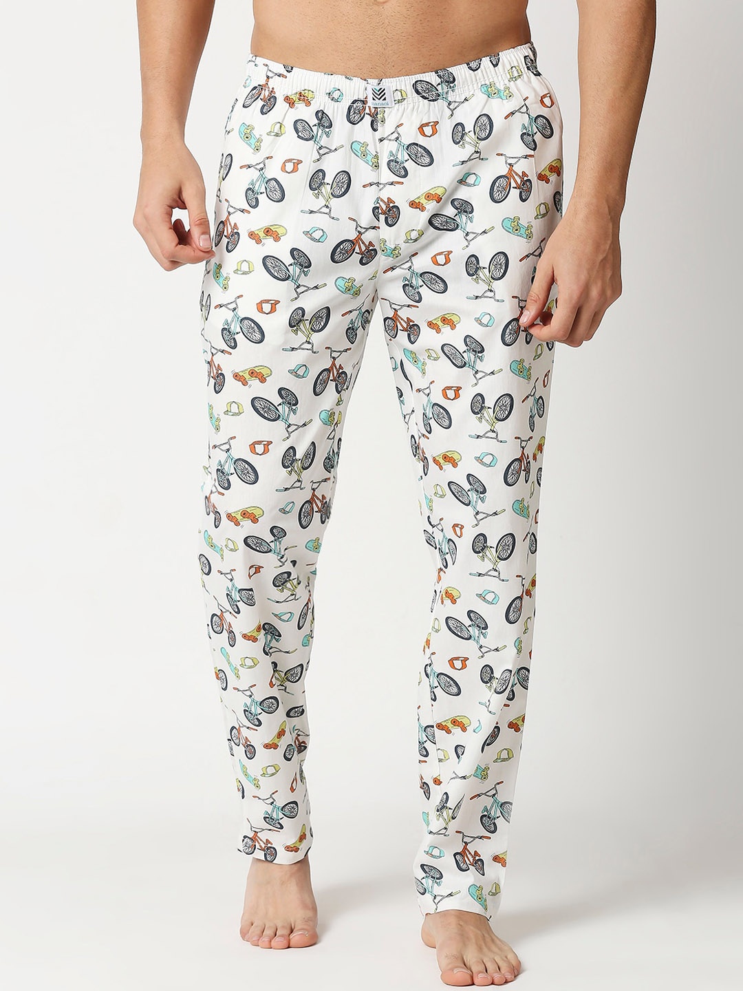 

Manaca Men White Printed Cotton Lounge Pants