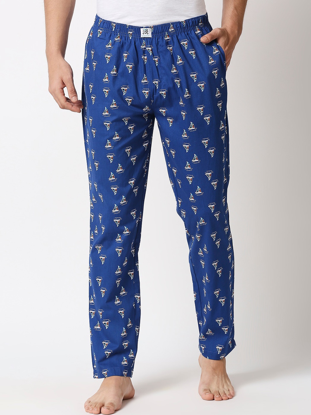 

Manaca Men Blue Cotton Printed Lounge Pant