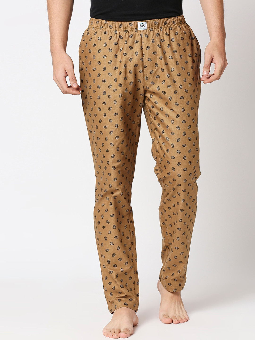 

Manaca Men Brown Printed Cotton Lounge Pants