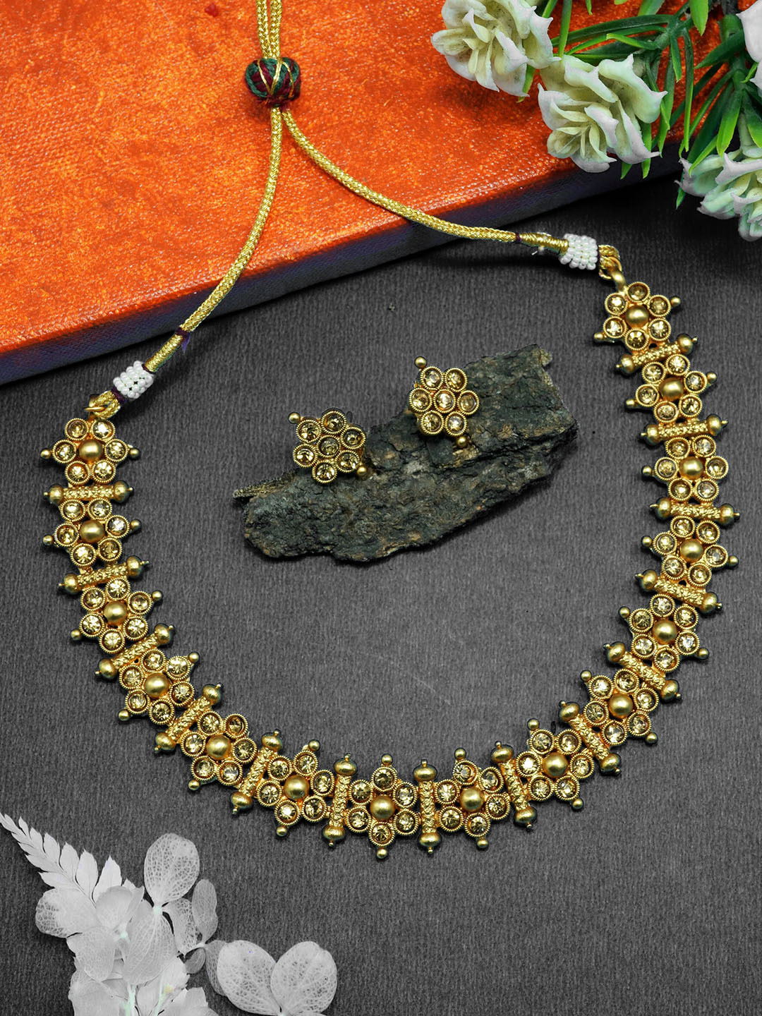 

GRIIHAM Gold-Plated & AD Stones-Studded Jewellery Set