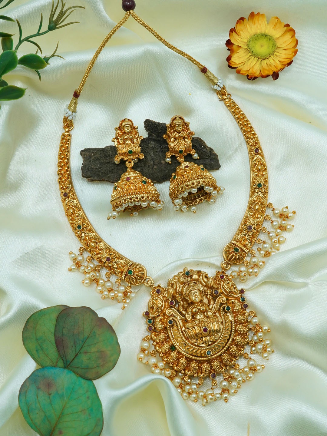 

GRIIHAM Gold-Plated White AD-Studded Jewellery Set