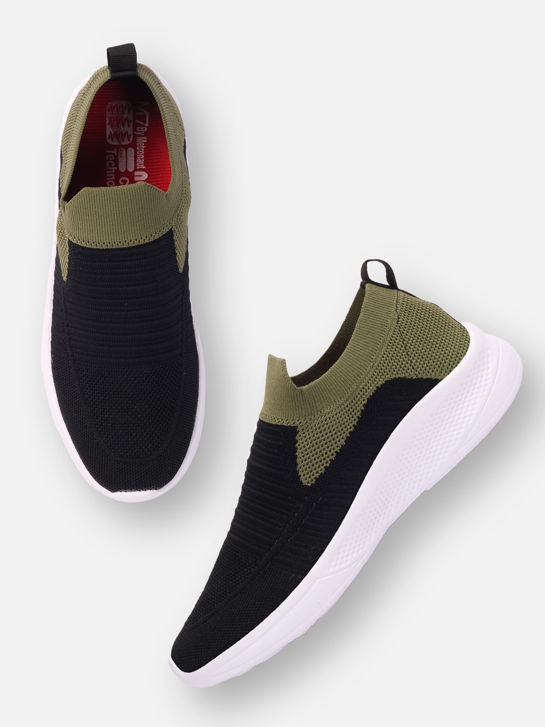 

M7 by Metronaut Men Olive Green Colourblocked Slip-On Sneakers