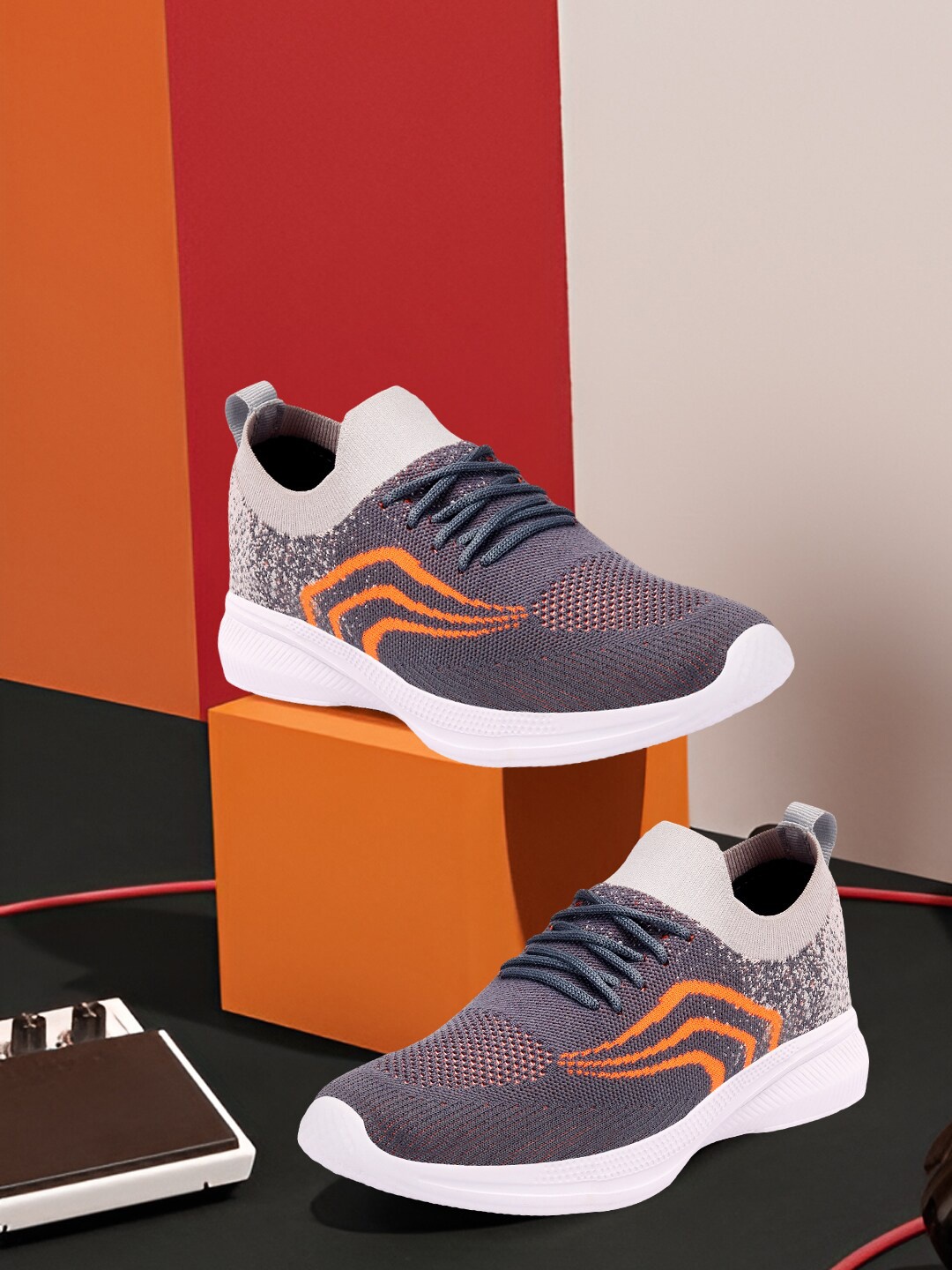 

M7 by Metronaut Men Grey Woven Design Slip-On Sneakers