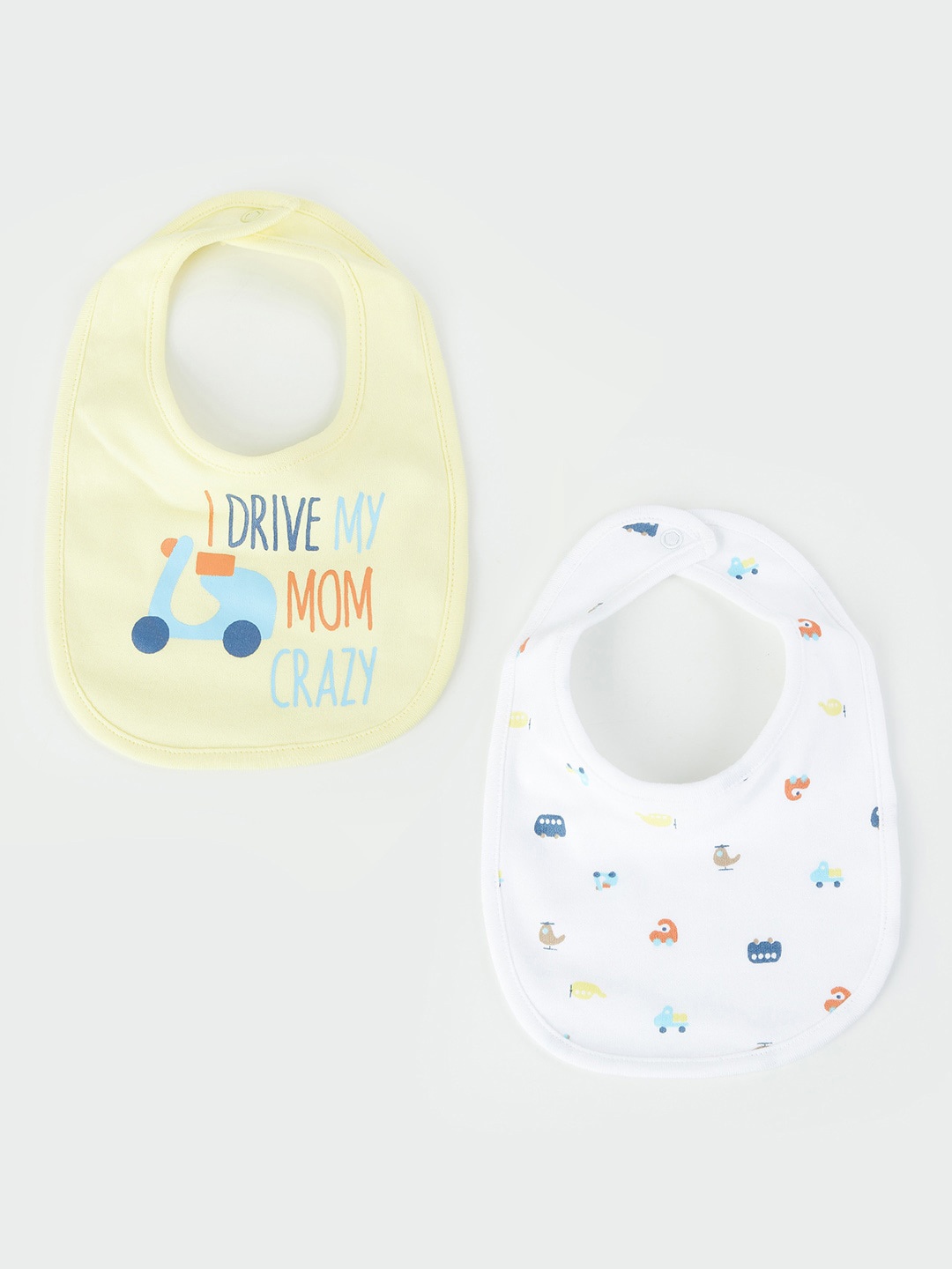 

Juniors by Lifestyle Boys Pack of 2 Printed Cotton Bibs, White