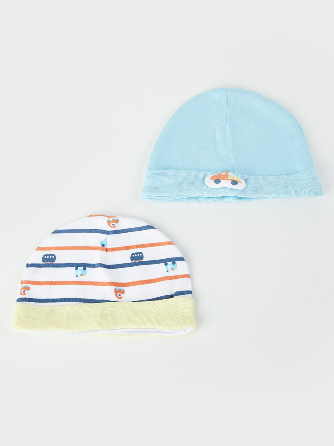 

Juniors by Lifestyle Boys White & Blue Pack Of 2 Pure Cotton Printed Beanie