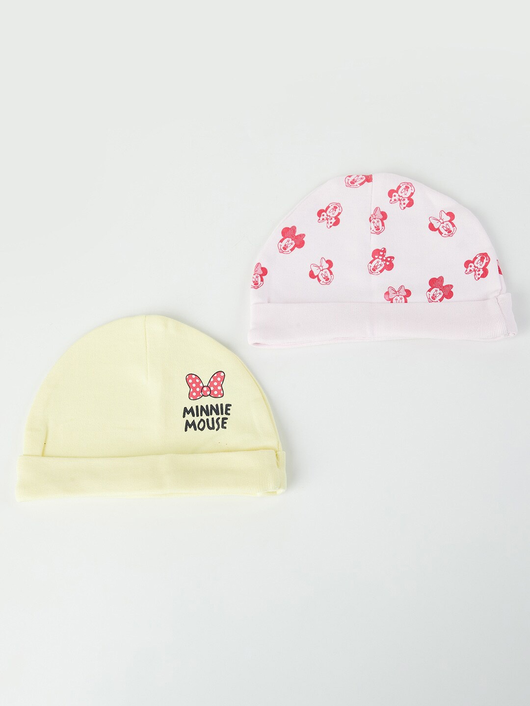 

Juniors by Lifestyle Girls Yellow & Pink Pack Of 2 Pure Cotton Printed Beanie