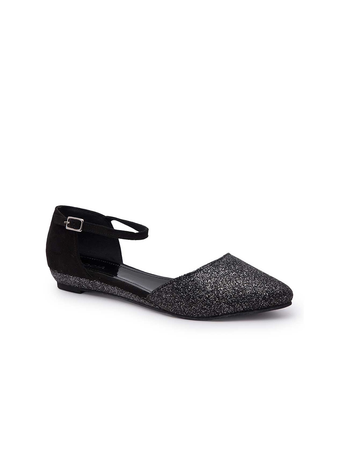 

Rocia Black Ankle Loop Embellished Ballerinas Flats