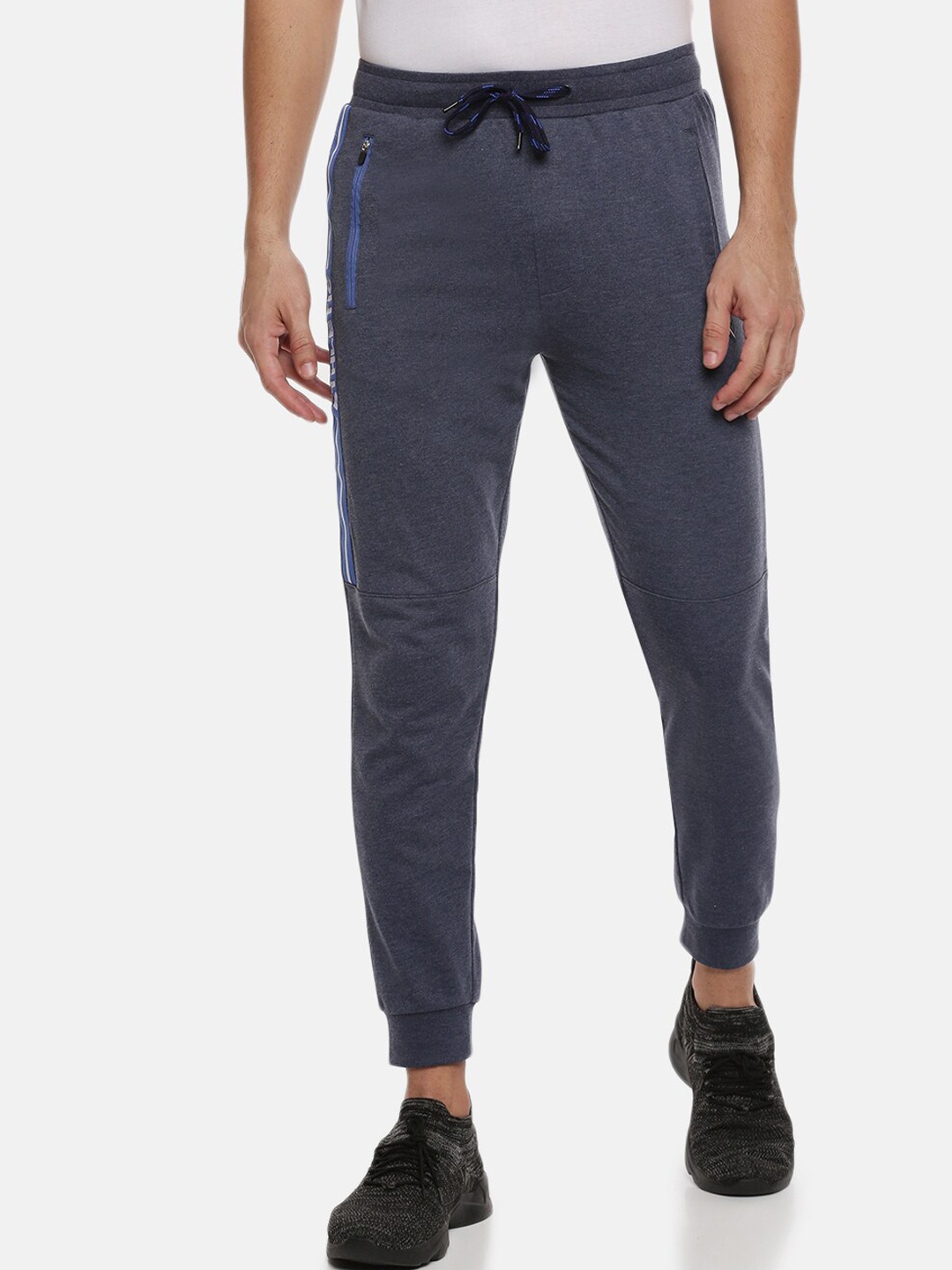 

Ramraj Men Blue Melange Solid Cotton Joggers, Grey
