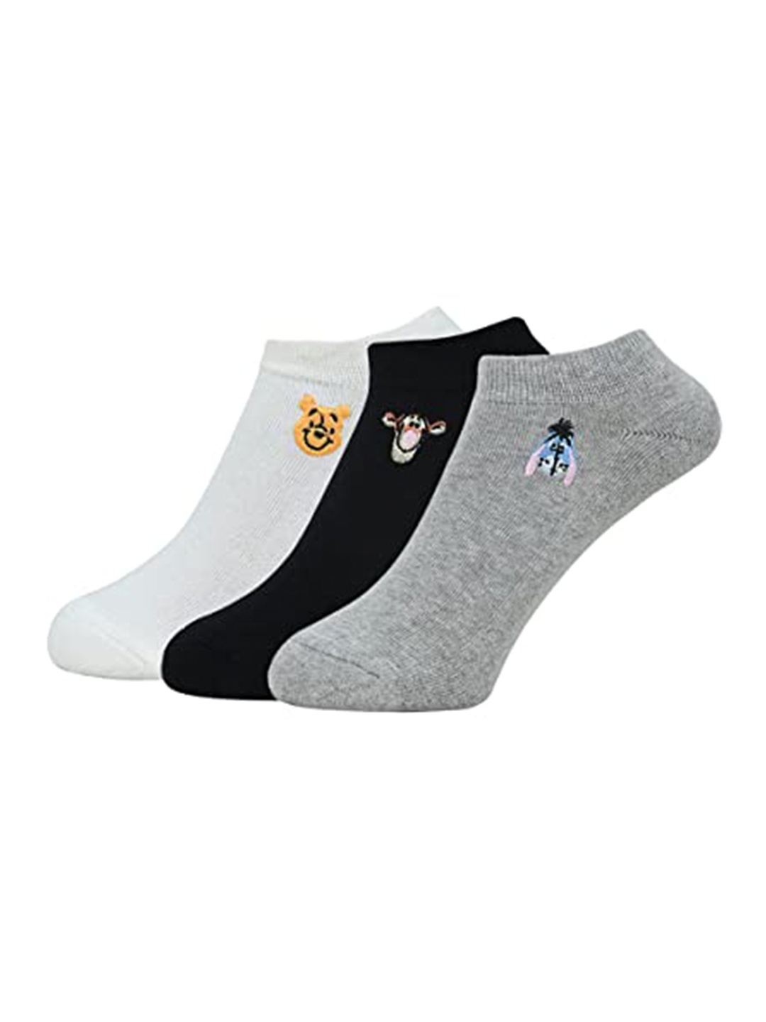 

Balenzia x Disney Women Pack Of 3 Black & White Solid Cotton Ankle-Length Socks