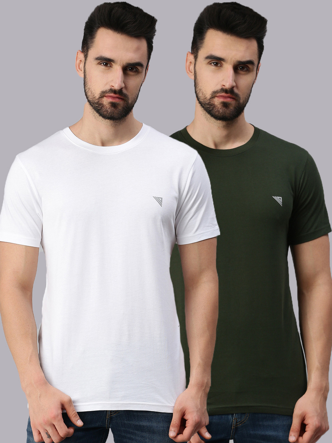 

Ramraj Men Pack of 2 Green & White Cotton T-shirt