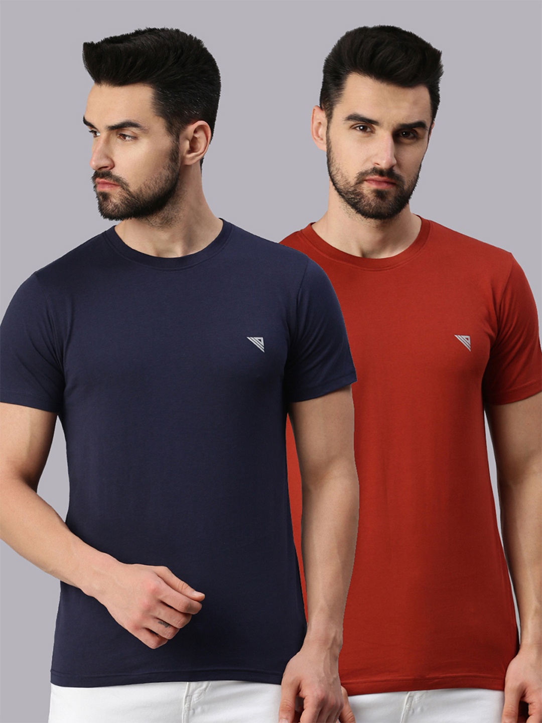 

Ramraj Men Pack of 2 Navy Blue & Red Cotton T-shirt