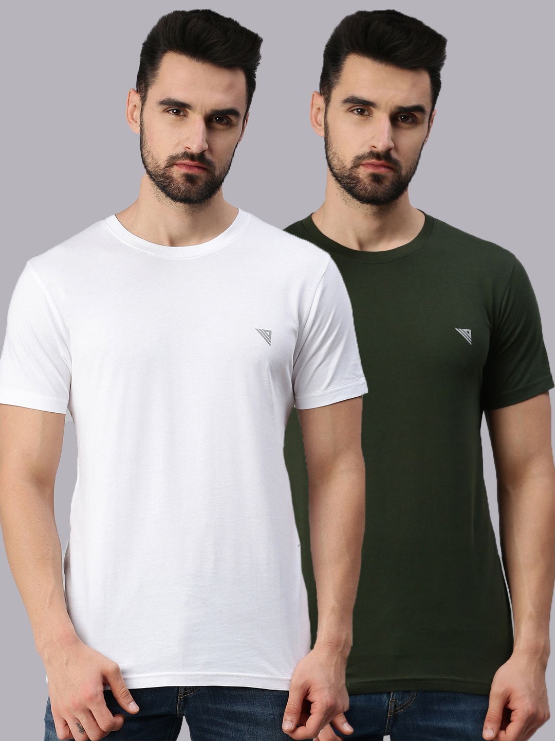 

Ramraj Men Pack of 2 Green & White Cotton T-shirt