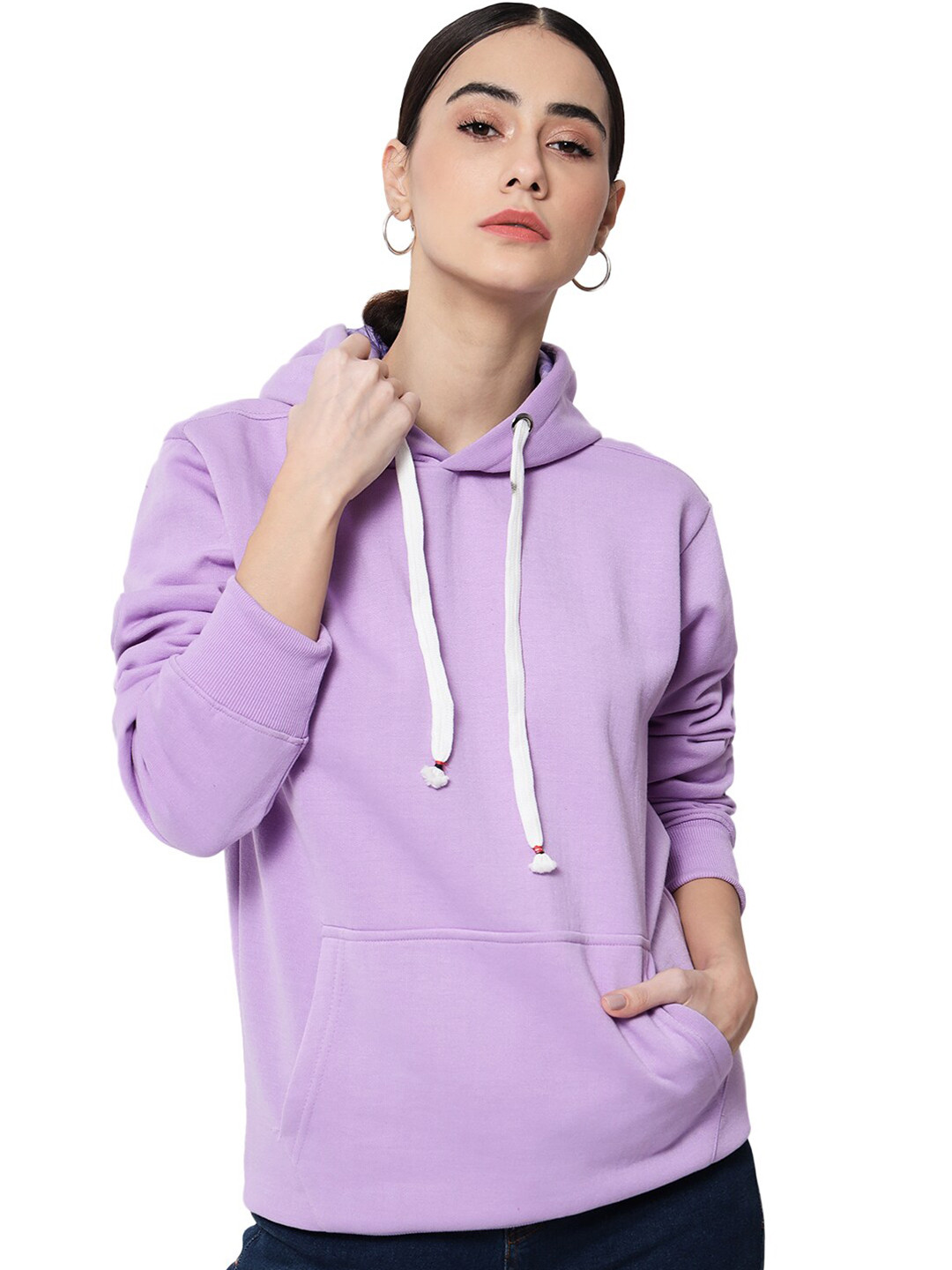 

FFLIRTYGO Women Purple Hooded Fleece Sweatshirt