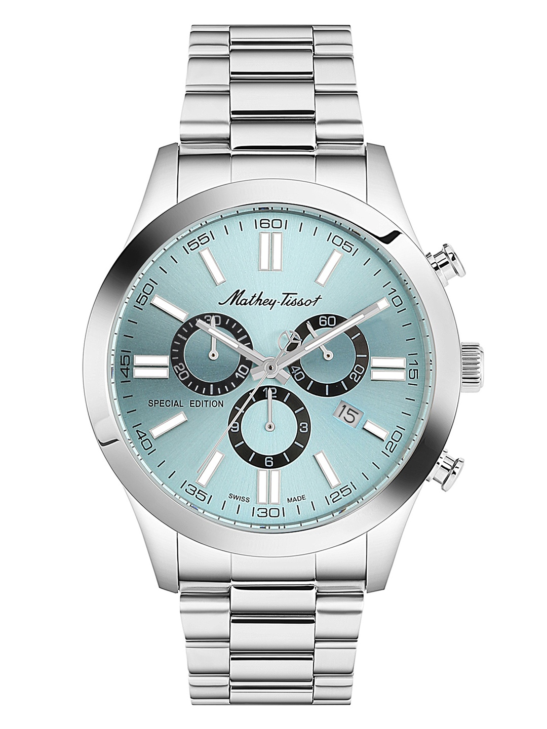 

Mathey-Tissot Swiss Made Men Blue Brass Dial & Silver Toned Analogue Watch H455CHSK, Turquoise blue