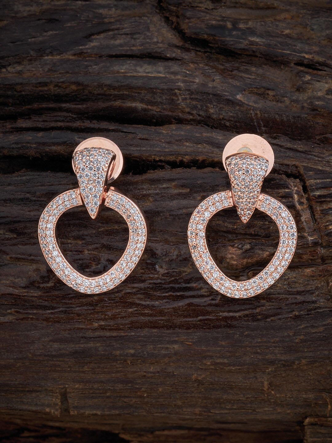 

Kushal's Fashion Jewellery White & Rose Gold Plated Crescent Shaped Drop Earrings
