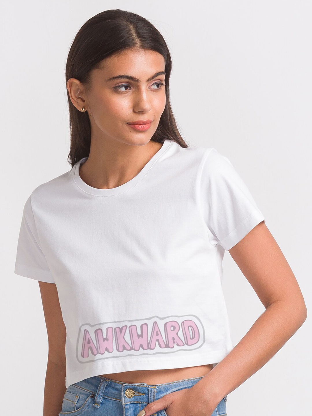 

FashionRack Women White Typography Printed Antimicrobial Cotton T-shirt