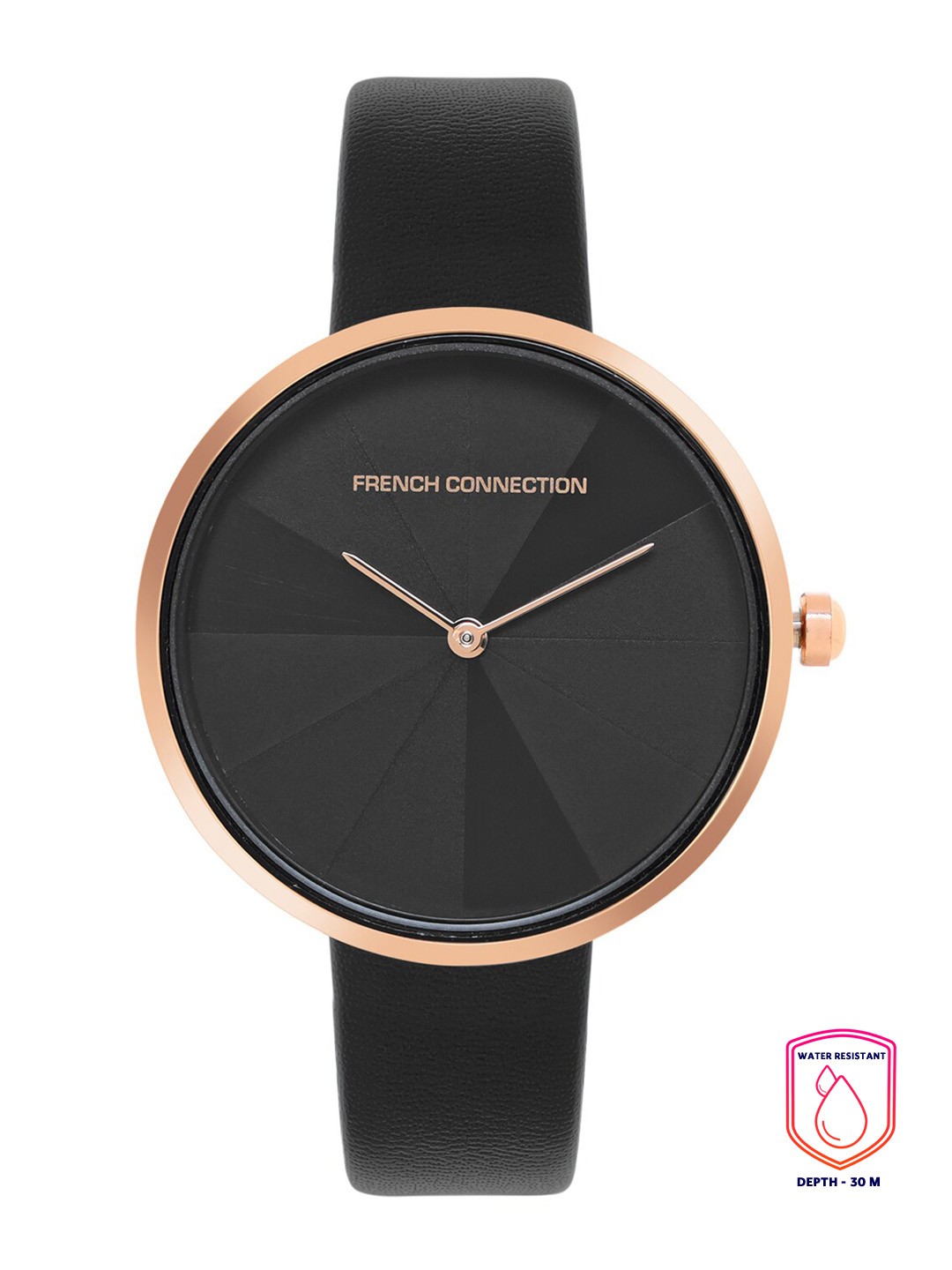 

French Connection Women Black Dial & Black Leather Straps Analogue Watch FCL21-M