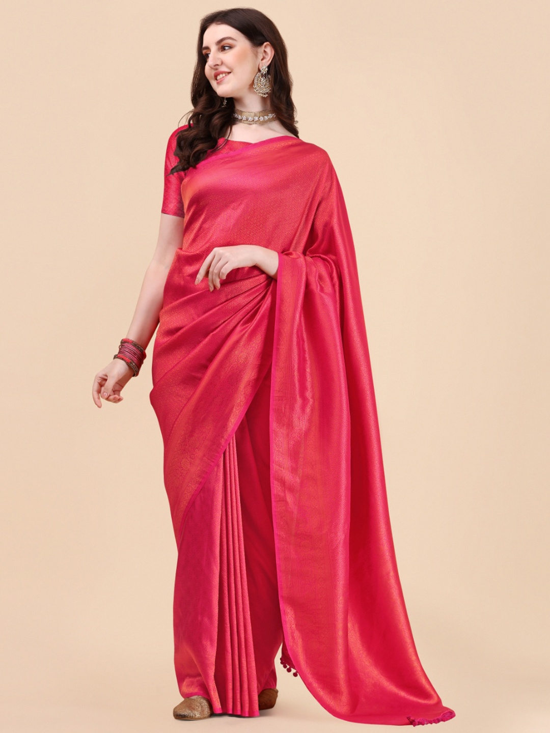 

Mitera Pink Ethnic Motifs Zari Pure Silk Mysore Silk Saree