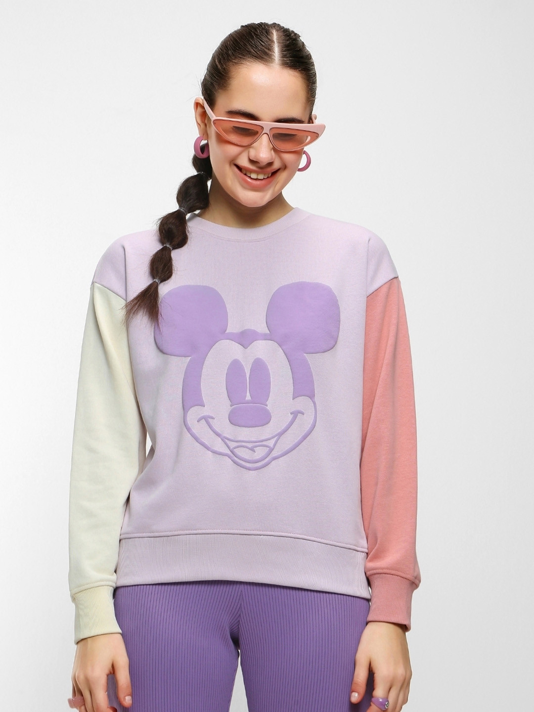 

Bewakoof Cotton Printed Oversized Fit Sweatshirt, Purple