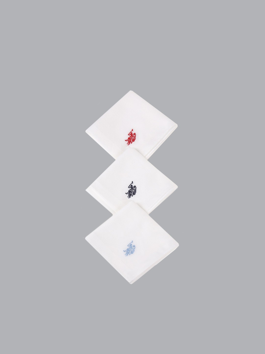 

U.S. Polo Assn. Men Pack Of 3 Embroidered Pure Cotton Handkerchiefs, White