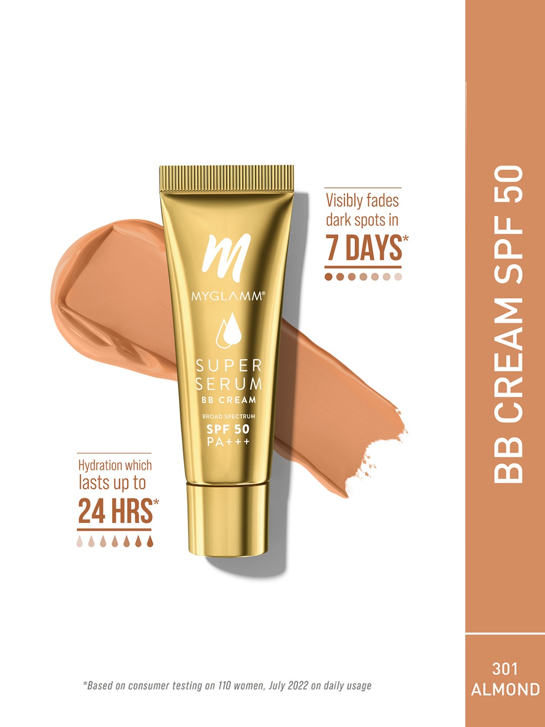 

MyGlamm Super Serum BB cream 15gm - Almond 301, White