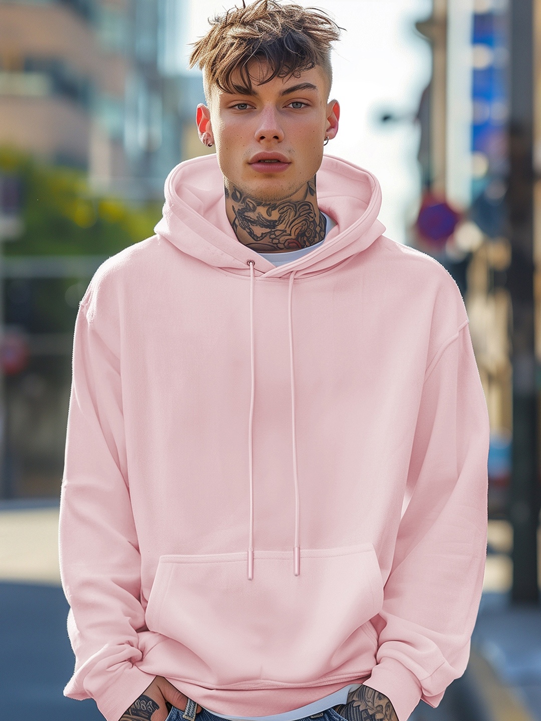 

Bewakoof Heavy Duty 1.0 Men Oversized Hoodie, Pink