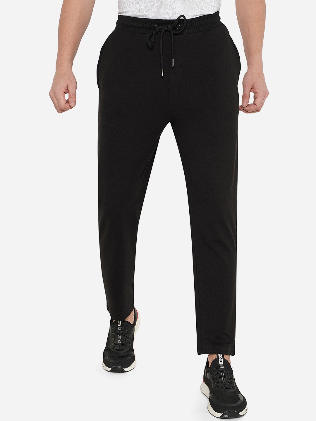 

JADE BLUE Men Solid Cotton Track Pants, Black