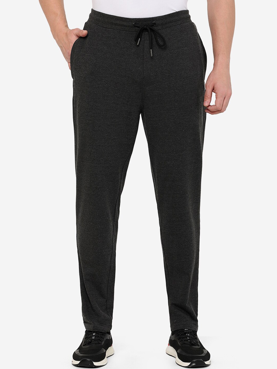 

JADE BLUE Men Charcoal Grey Solid Track Pants