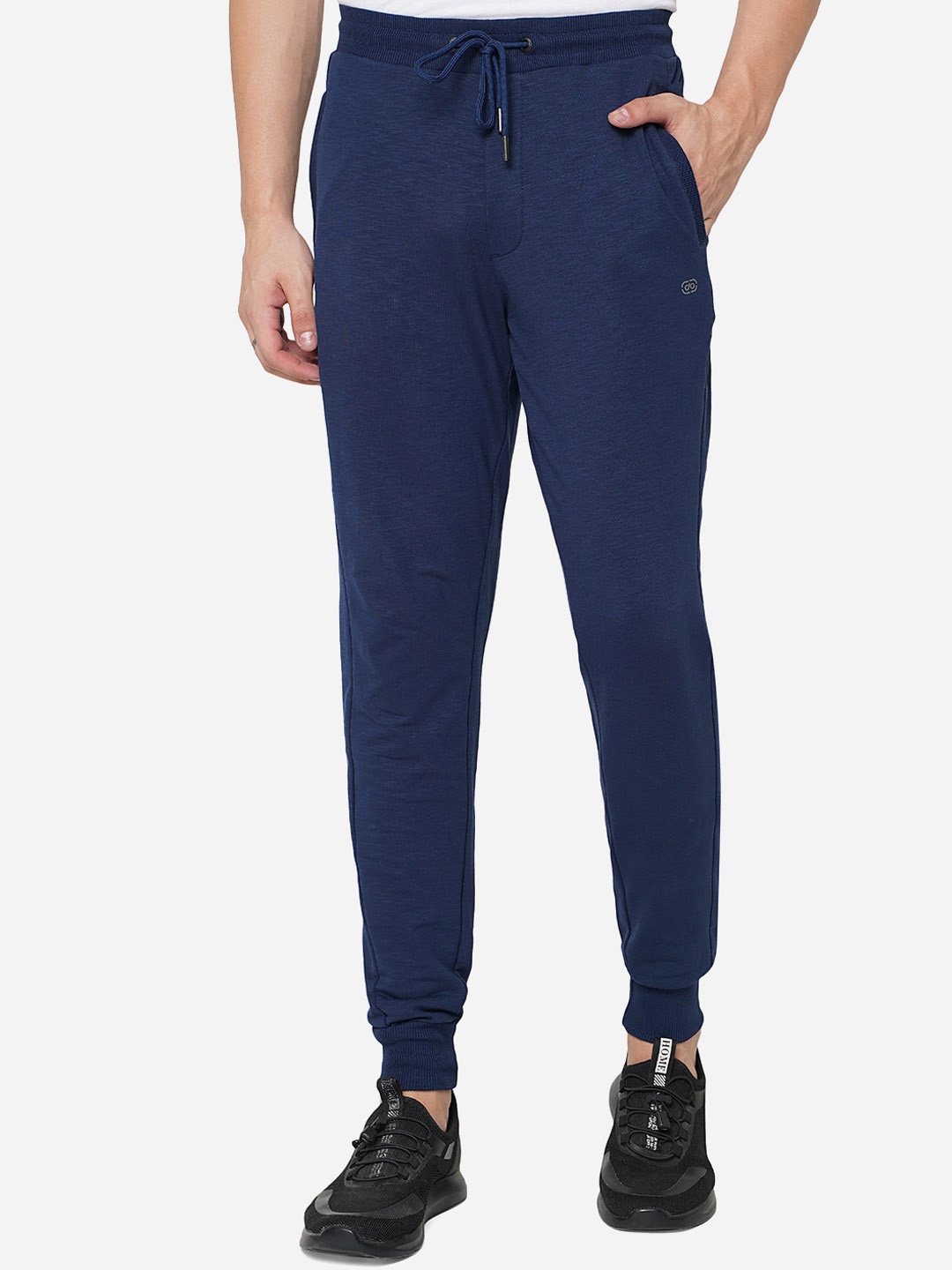 

JADE BLUE Men Blue Solid Slim-fit Pure Cotton Joggers