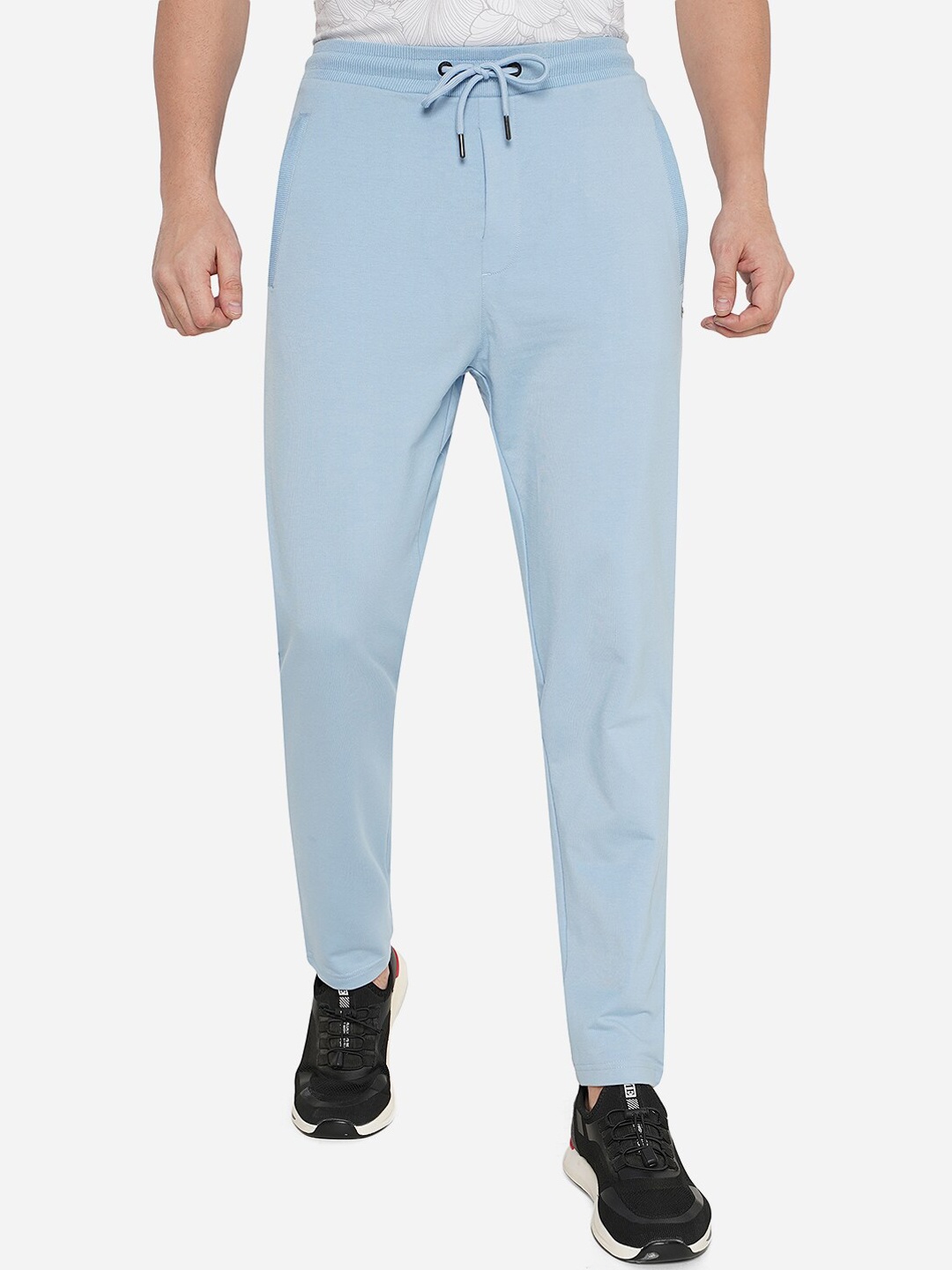 

JADE BLUE Men Blue Cotton Solid Slim-Fit Track Pants