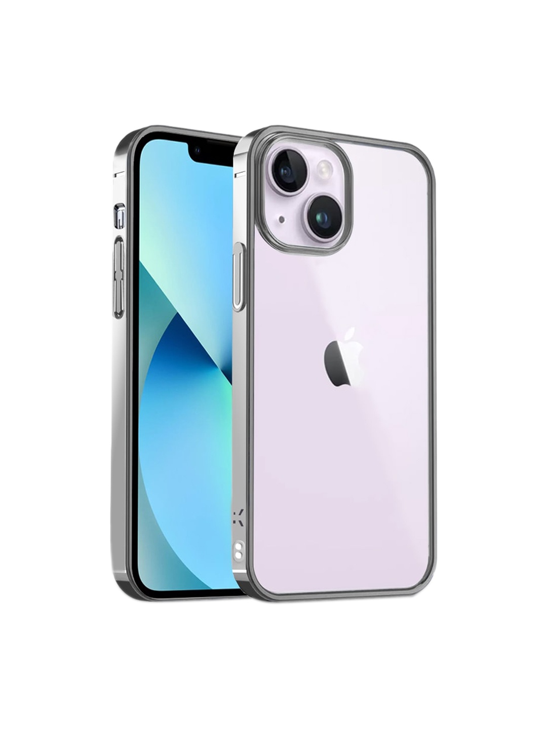 

Karwan Transparent & Silver-Toned Solid Silicone Shock-Proof iPhone 14 Plus Phone Back Cover