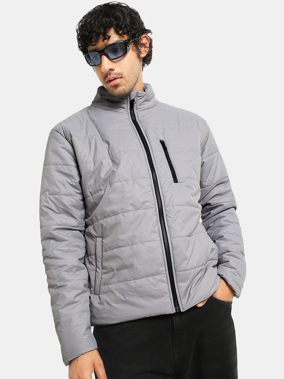 

Bewakoof Men Grey Insulator Oversized Puffer Jacket