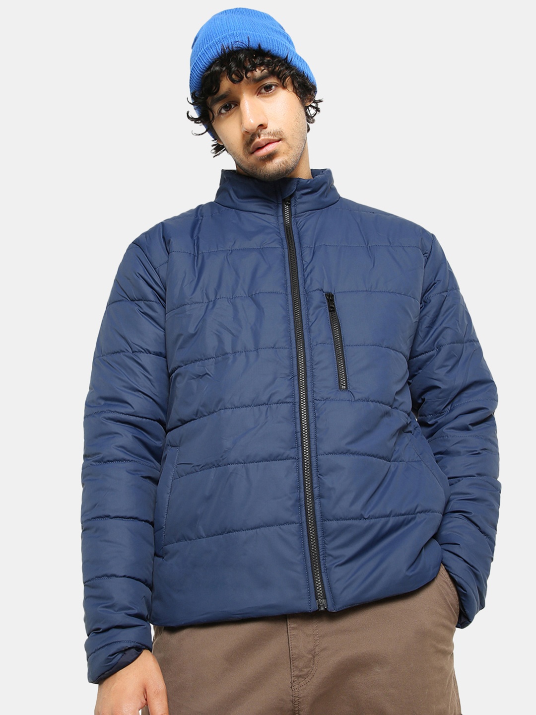

Bewakoof Oversized Puffer Jacket, Blue