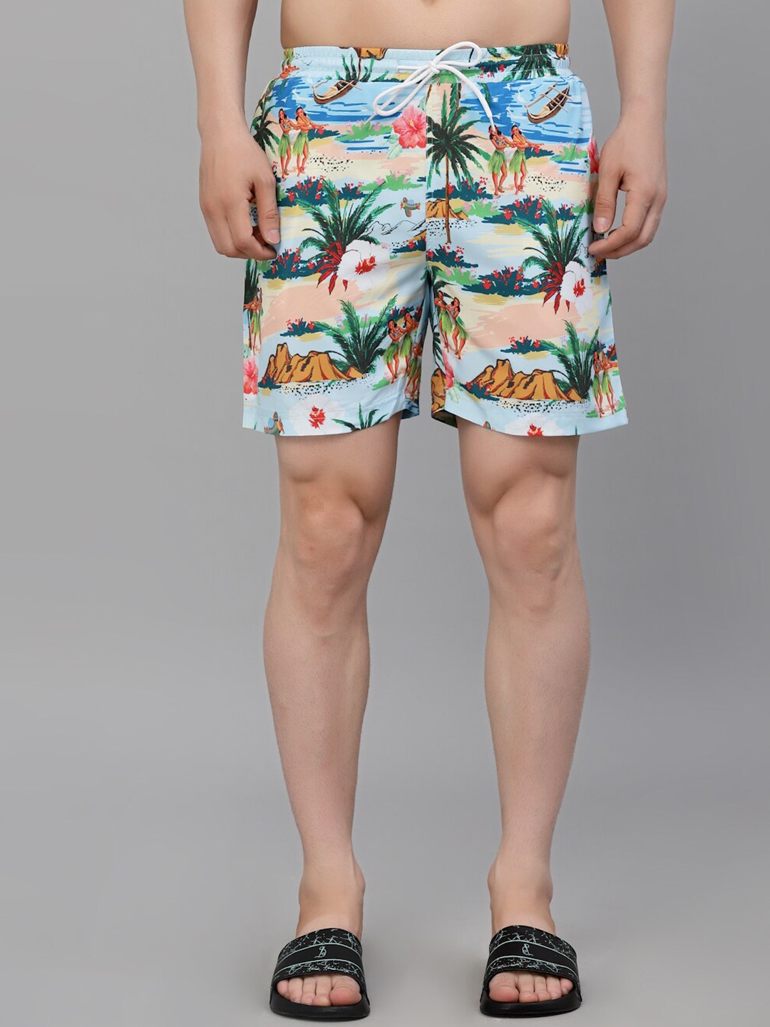 

Style Quotient Men Conversational Print Swim Shorts, Blue