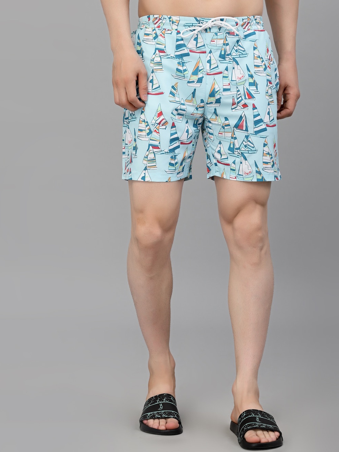 

Style Quotient Men Conversational Print Swim Shorts, Blue