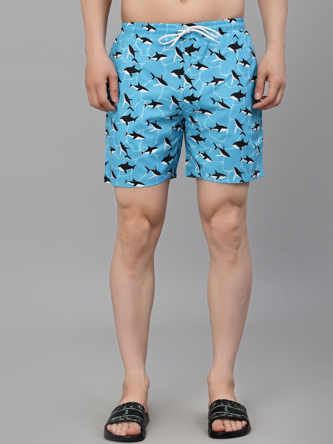 

Style Quotient Men Conversational Print Swim Shorts, Blue