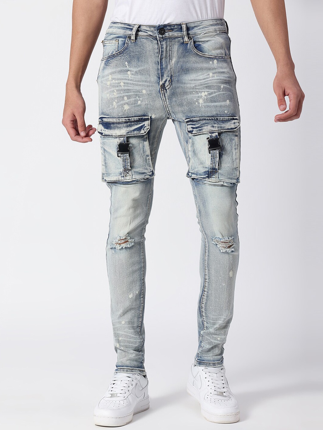

WAIMEA Men Blue Skinny Fit Mildly Distressed Heavy Fade Stretchable Jeans