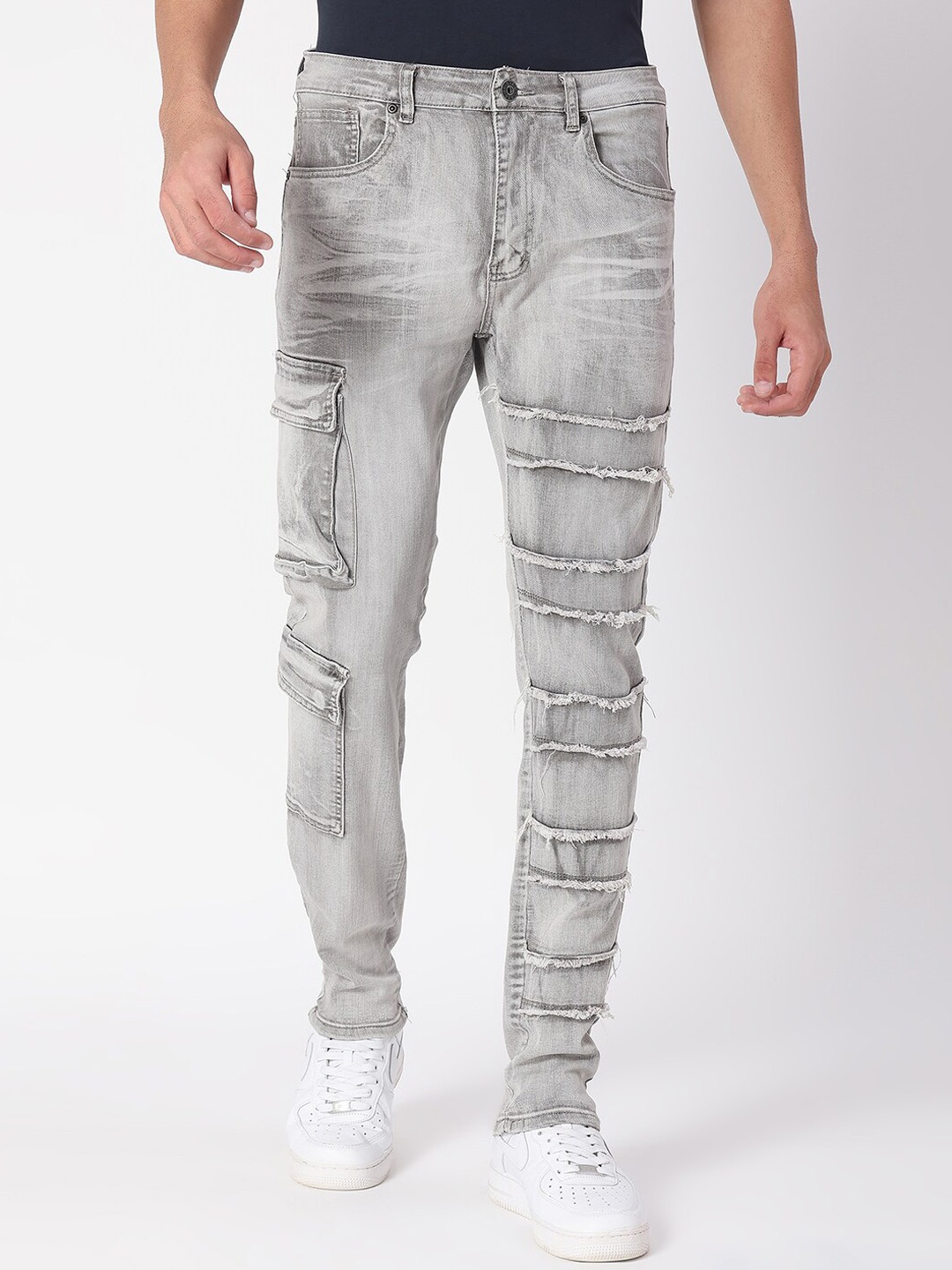 

WAIMEA Men Grey Skinny Fit Mildly Distressed Heavy Fade Stretchable Jeans