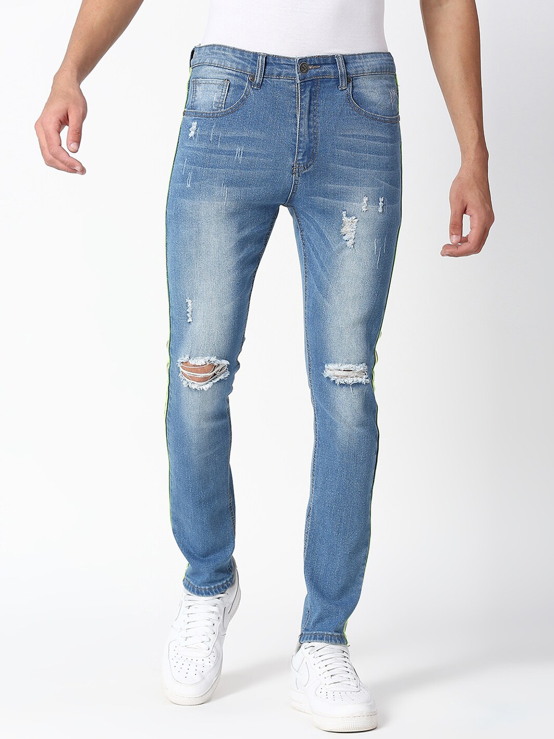 

WAIMEA Men Blue Skinny Fit Mildly Distressed Heavy Fade Stretchable Jeans