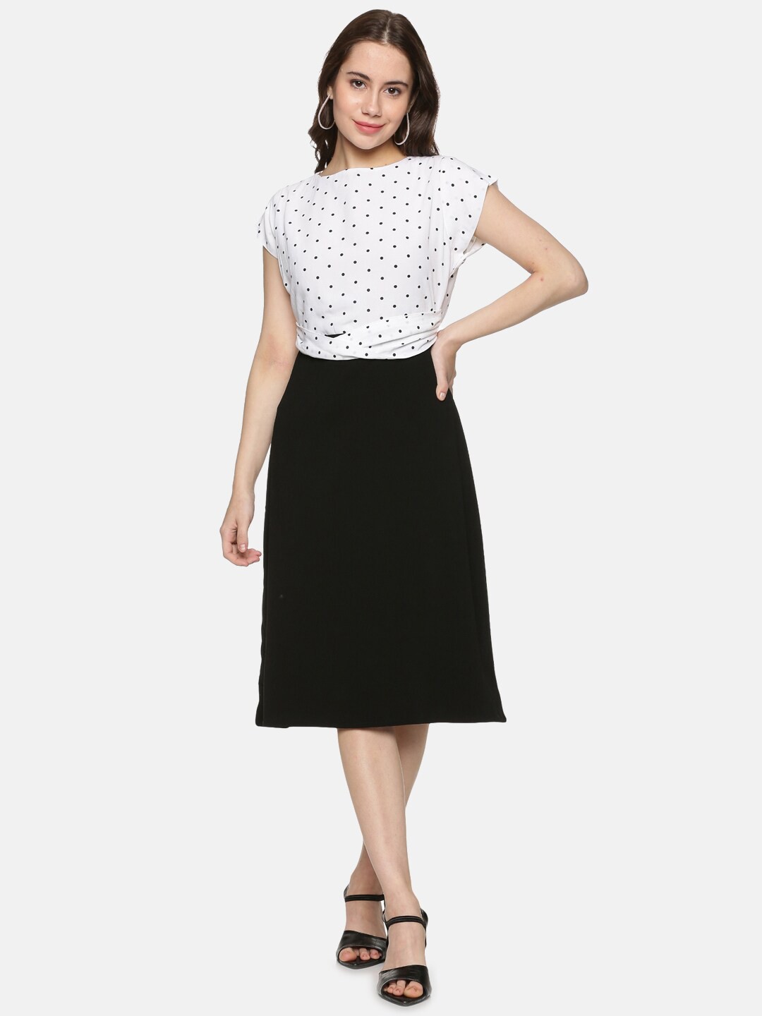 

GLORY & I Black & White Printed Midi Dress