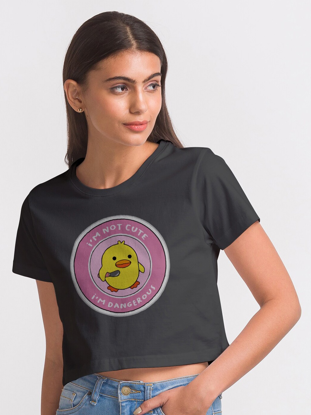 

FashionRack Women Black Printed Antimicrobial Cotton T-shirt
