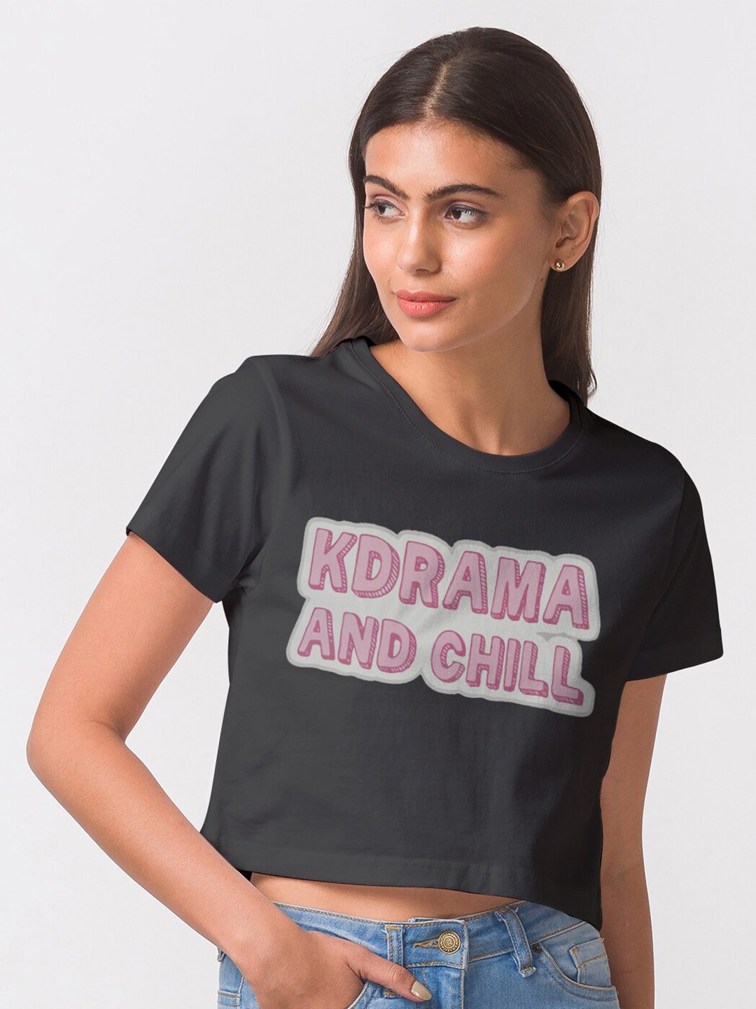 

FashionRack Women Black Typography Cotton Printed Antimicrobial T-shirt