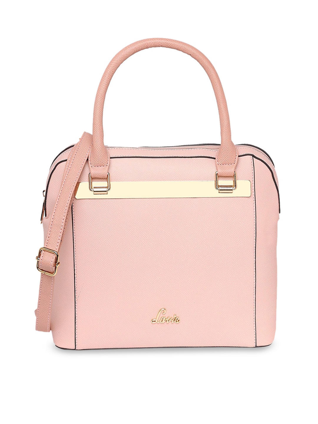 

Lavie Pink Textured Structured Satchel