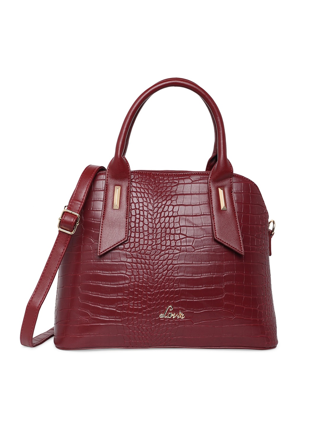 

Lavie Red Animal Textured Structured Handheld Bag