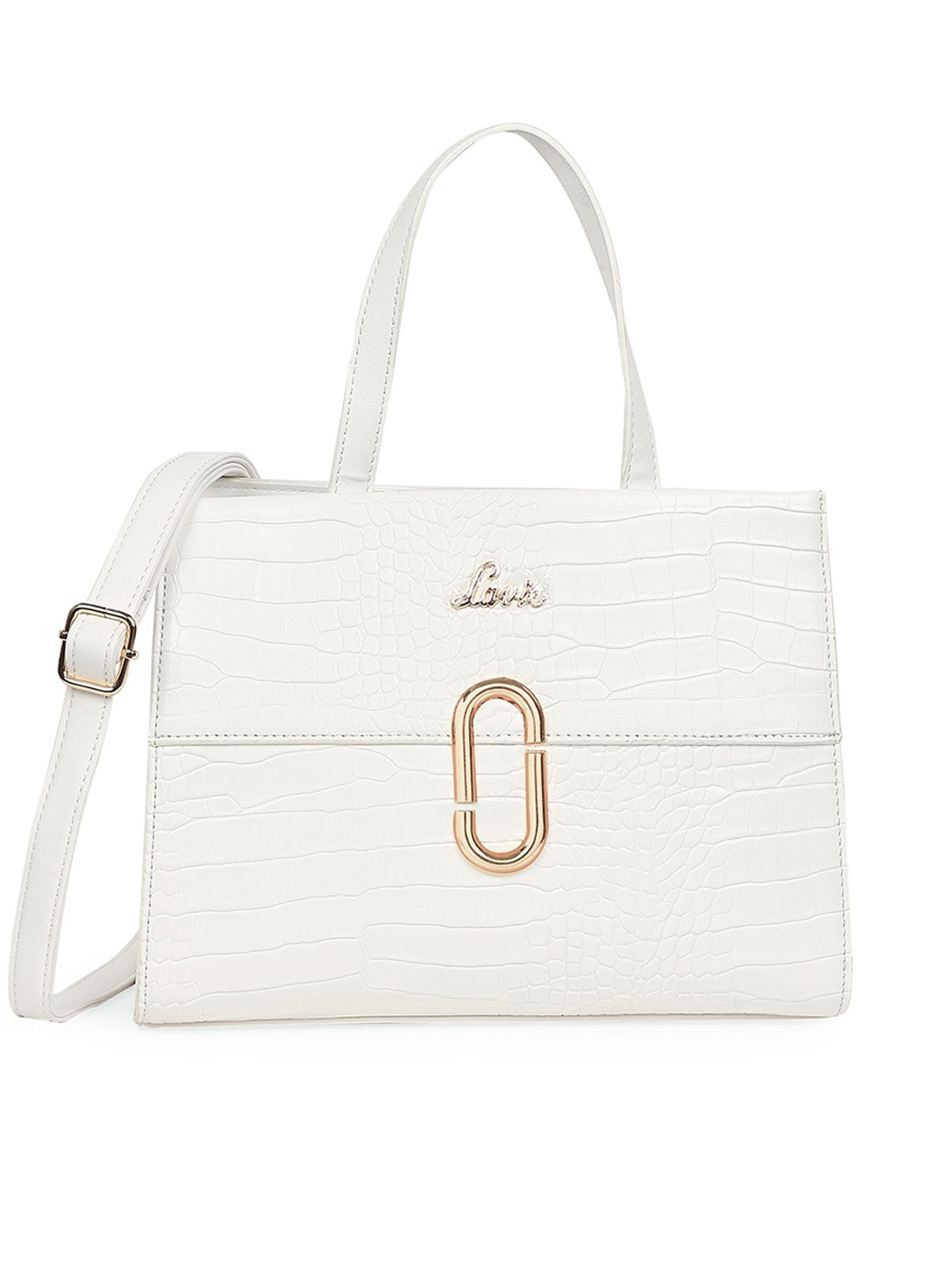 

Lavie White Textured Structured Satchel