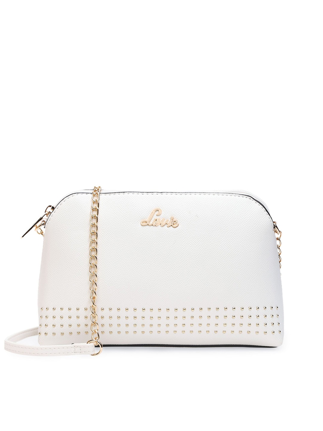 

Lavie White Embellished Structured Sling Bag