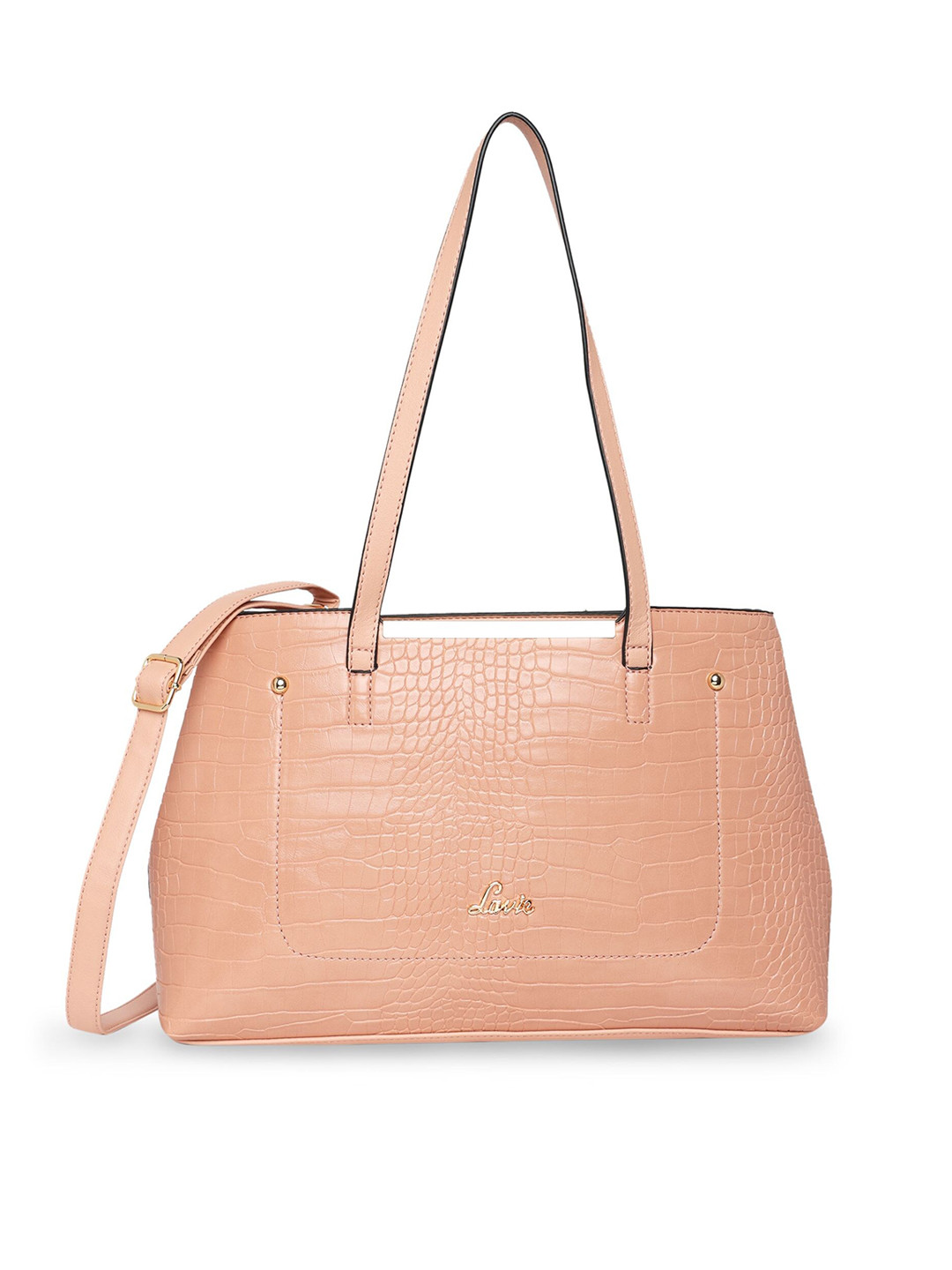 

Lavie Pink Animal Textured Structured Handheld Bag