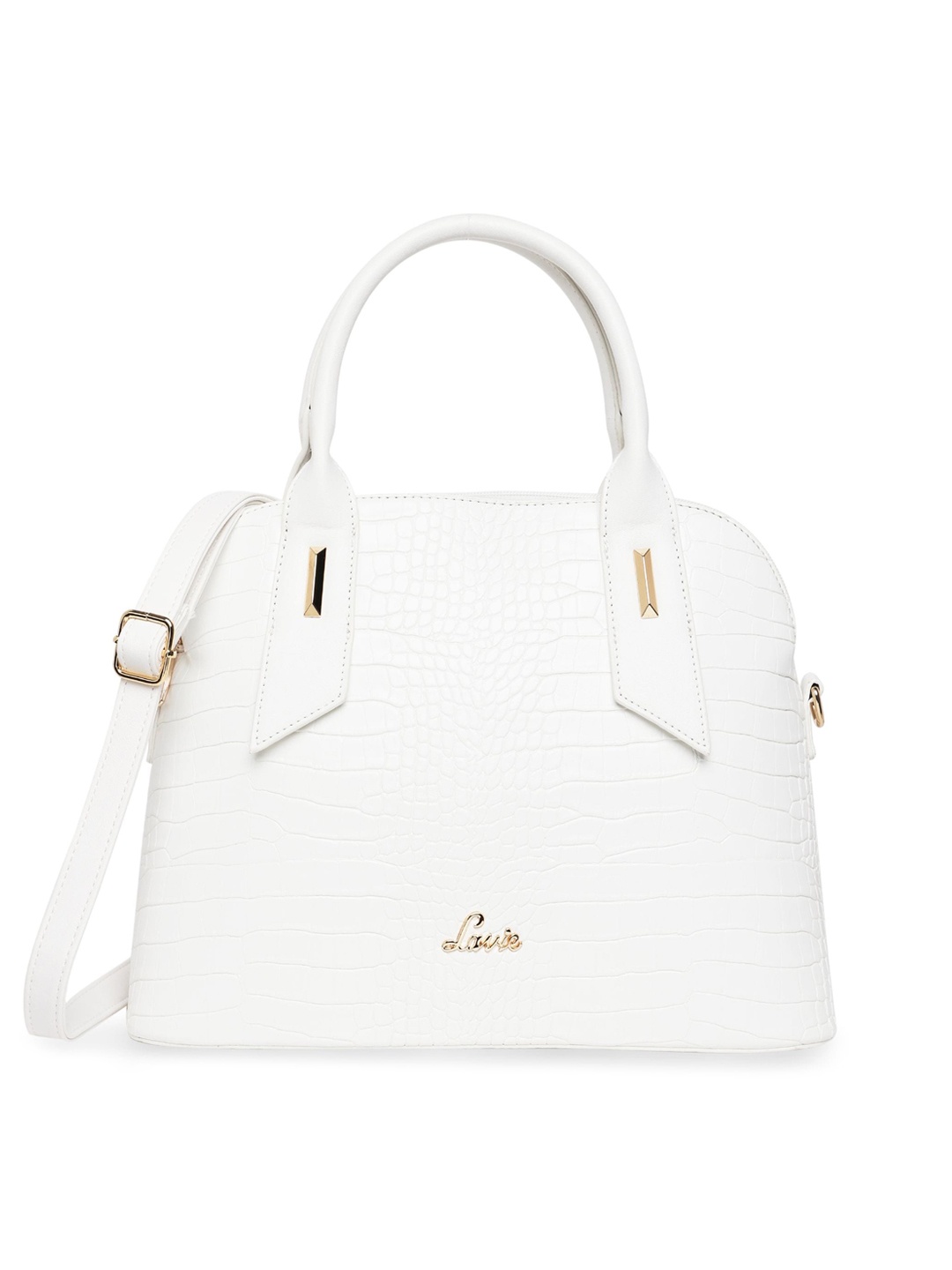 

Lavie White Textured Structured Handheld Bag