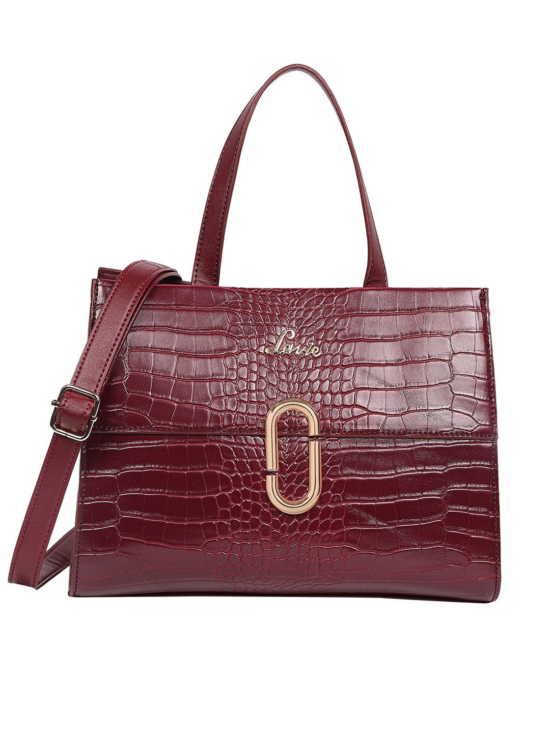 

Lavie Red Animal Textured Structured Handheld Bag