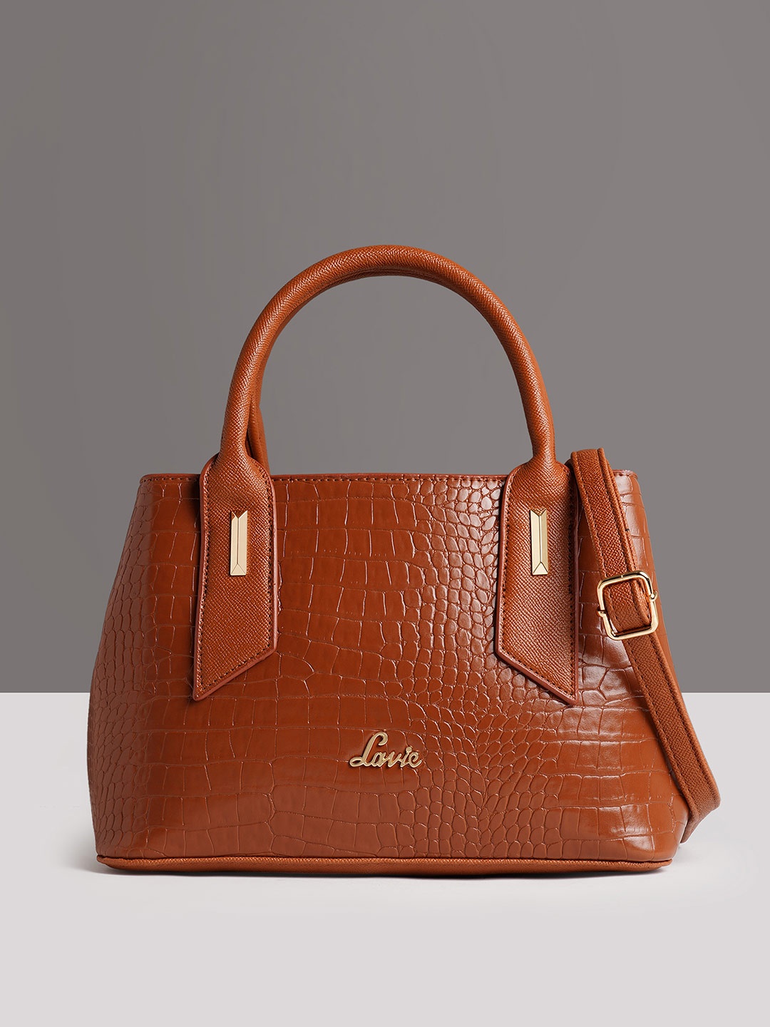 

Lavie Brown Animal Textured Structured Shoulder Bag